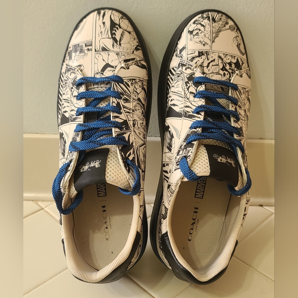 Coach Marvel Clip Low Top Sneaker With Comic Book Print. Men's Size 8D - Picture 5 of 7